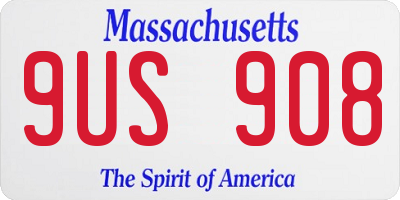 MA license plate 9US908