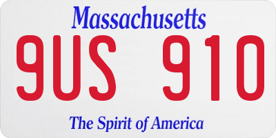 MA license plate 9US910
