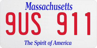 MA license plate 9US911