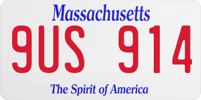 MA license plate 9US914