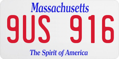MA license plate 9US916