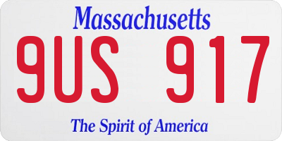 MA license plate 9US917
