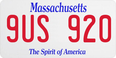 MA license plate 9US920