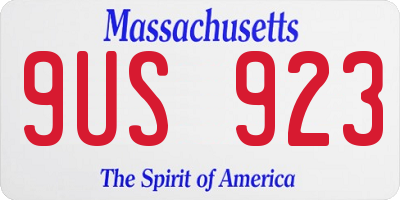 MA license plate 9US923