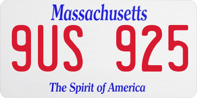 MA license plate 9US925