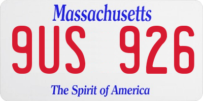 MA license plate 9US926