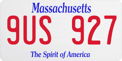MA license plate 9US927