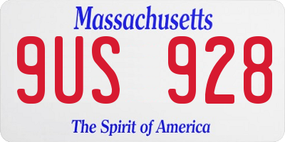 MA license plate 9US928