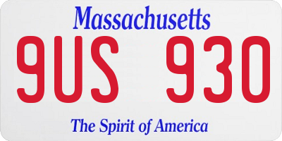 MA license plate 9US930
