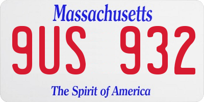 MA license plate 9US932