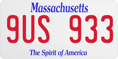 MA license plate 9US933