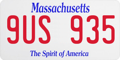 MA license plate 9US935