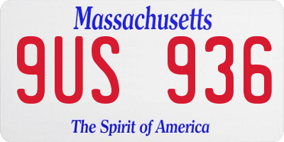 MA license plate 9US936