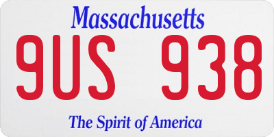 MA license plate 9US938
