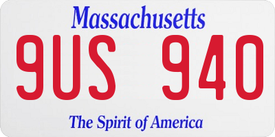 MA license plate 9US940