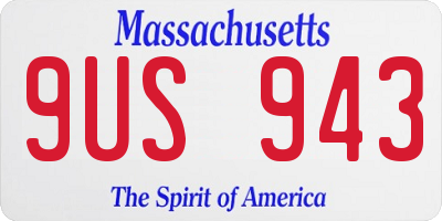 MA license plate 9US943
