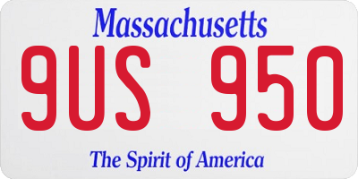 MA license plate 9US950