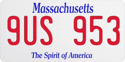 MA license plate 9US953