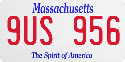 MA license plate 9US956