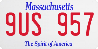 MA license plate 9US957