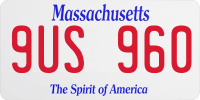 MA license plate 9US960