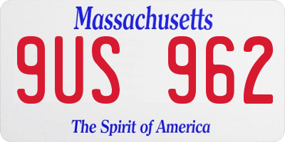 MA license plate 9US962
