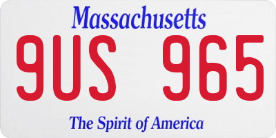 MA license plate 9US965