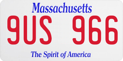 MA license plate 9US966