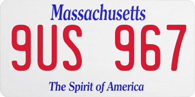 MA license plate 9US967