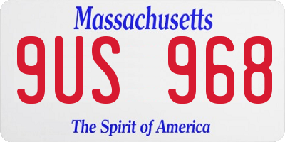 MA license plate 9US968
