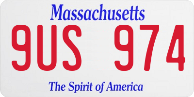 MA license plate 9US974