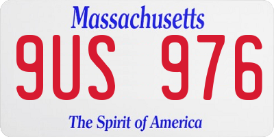 MA license plate 9US976