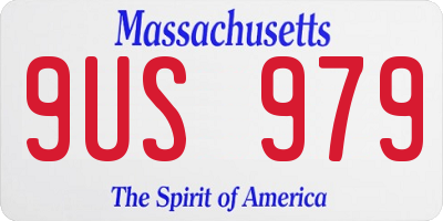 MA license plate 9US979