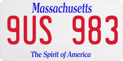 MA license plate 9US983