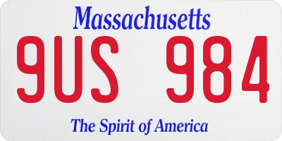 MA license plate 9US984