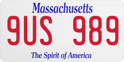 MA license plate 9US989