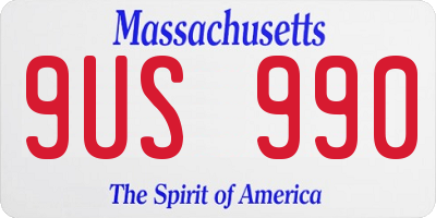 MA license plate 9US990
