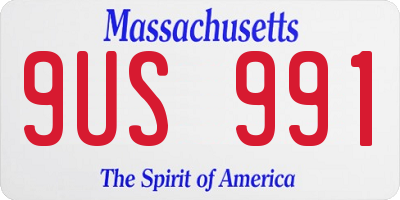 MA license plate 9US991