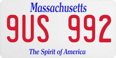 MA license plate 9US992