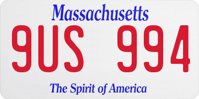 MA license plate 9US994