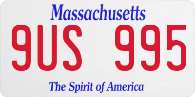 MA license plate 9US995
