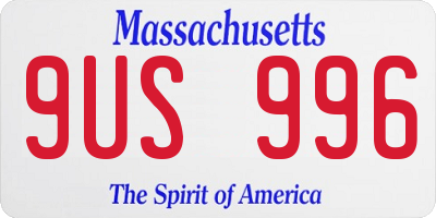 MA license plate 9US996