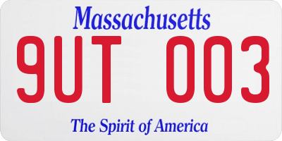 MA license plate 9UT003