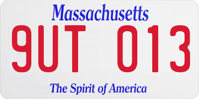 MA license plate 9UT013