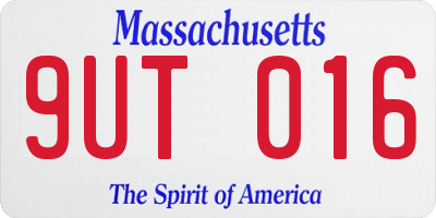 MA license plate 9UT016