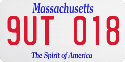 MA license plate 9UT018