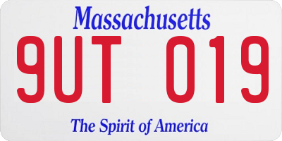 MA license plate 9UT019