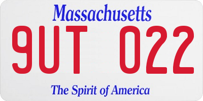 MA license plate 9UT022