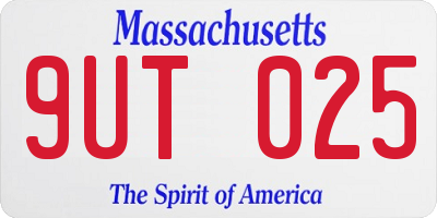 MA license plate 9UT025