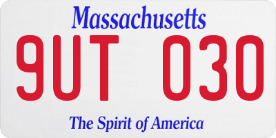 MA license plate 9UT030